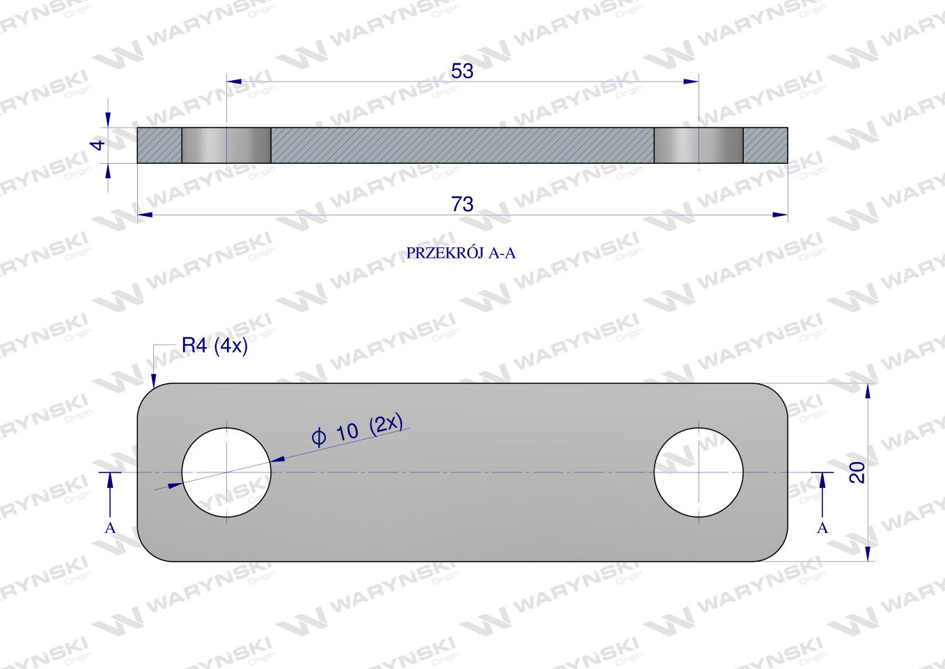 Płytka, dwuotworowa Jarzma M8 45, Waryński