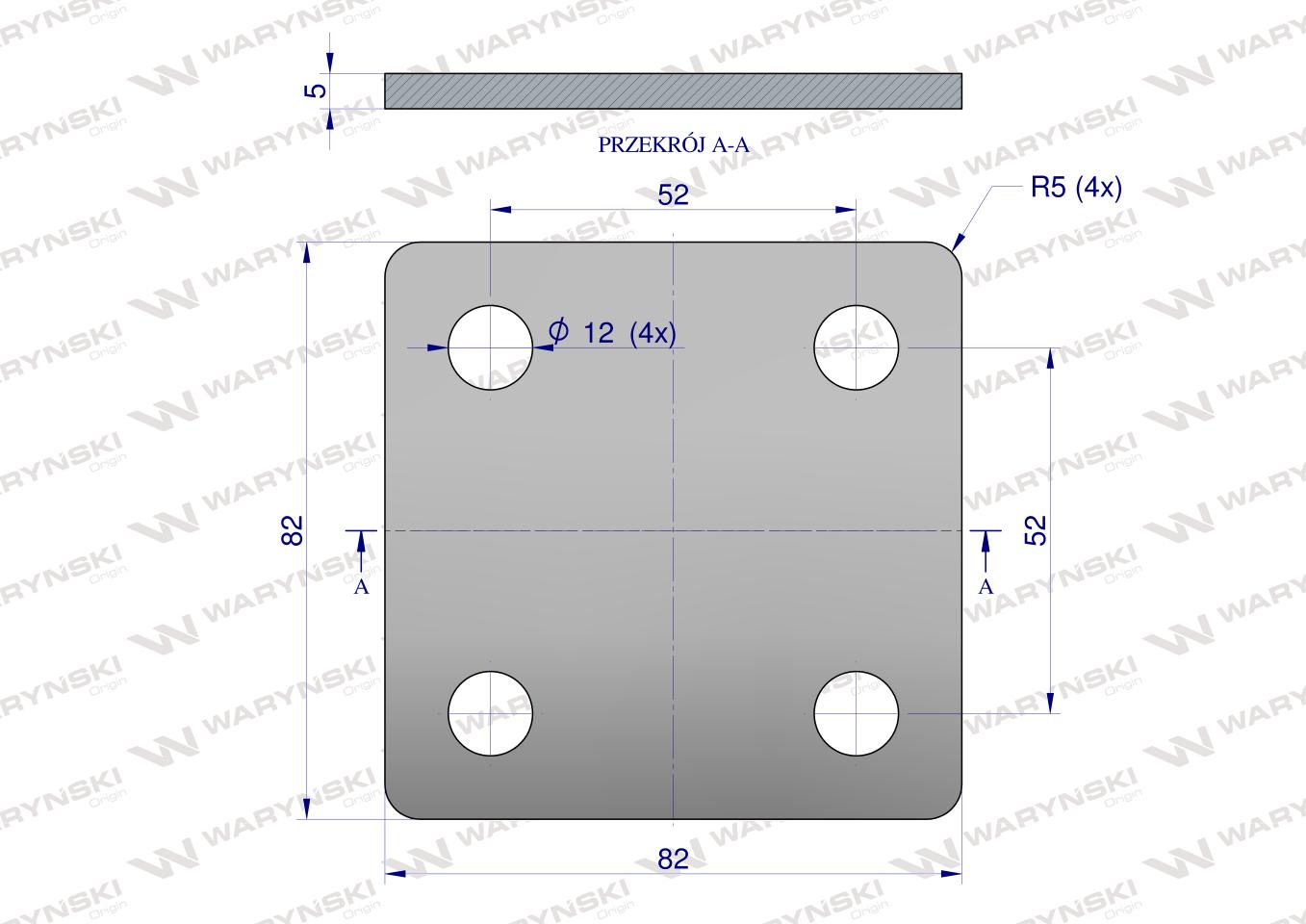 Płytka, czterotworowa Jarzma M10 40, Waryński