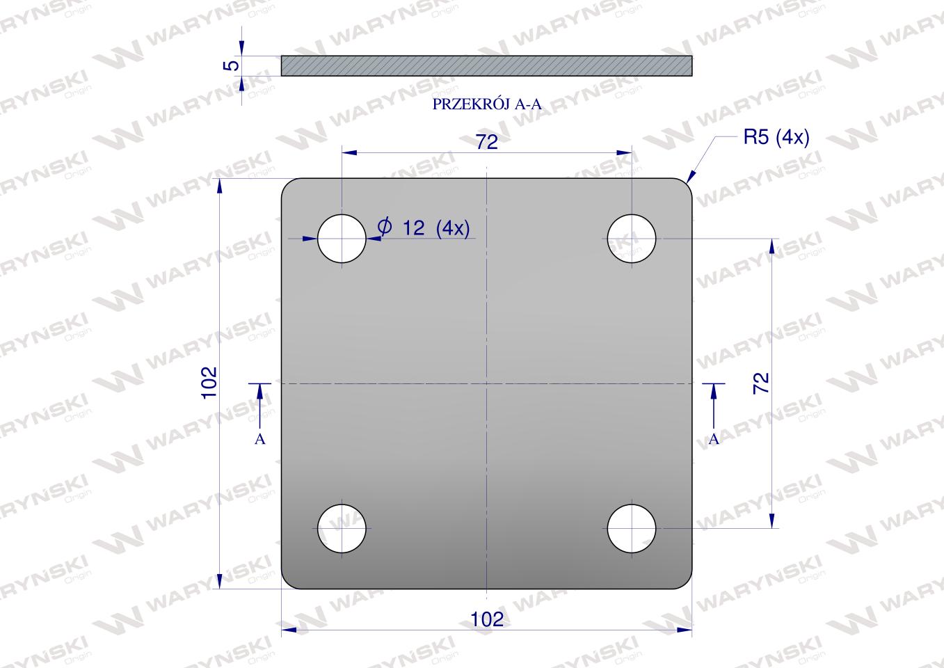 Płytka, czterotworowa Jarzma M10 60, Waryński