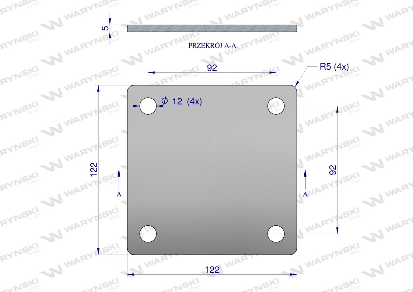 Płytka, czterotworowa Jarzma M10 80, Waryński