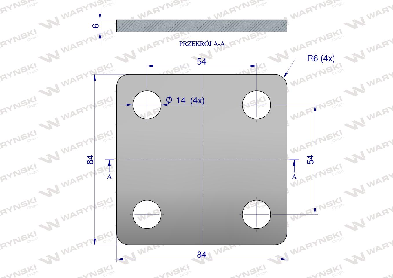Płytka, czterotworowa Jarzma M12 40, Waryński