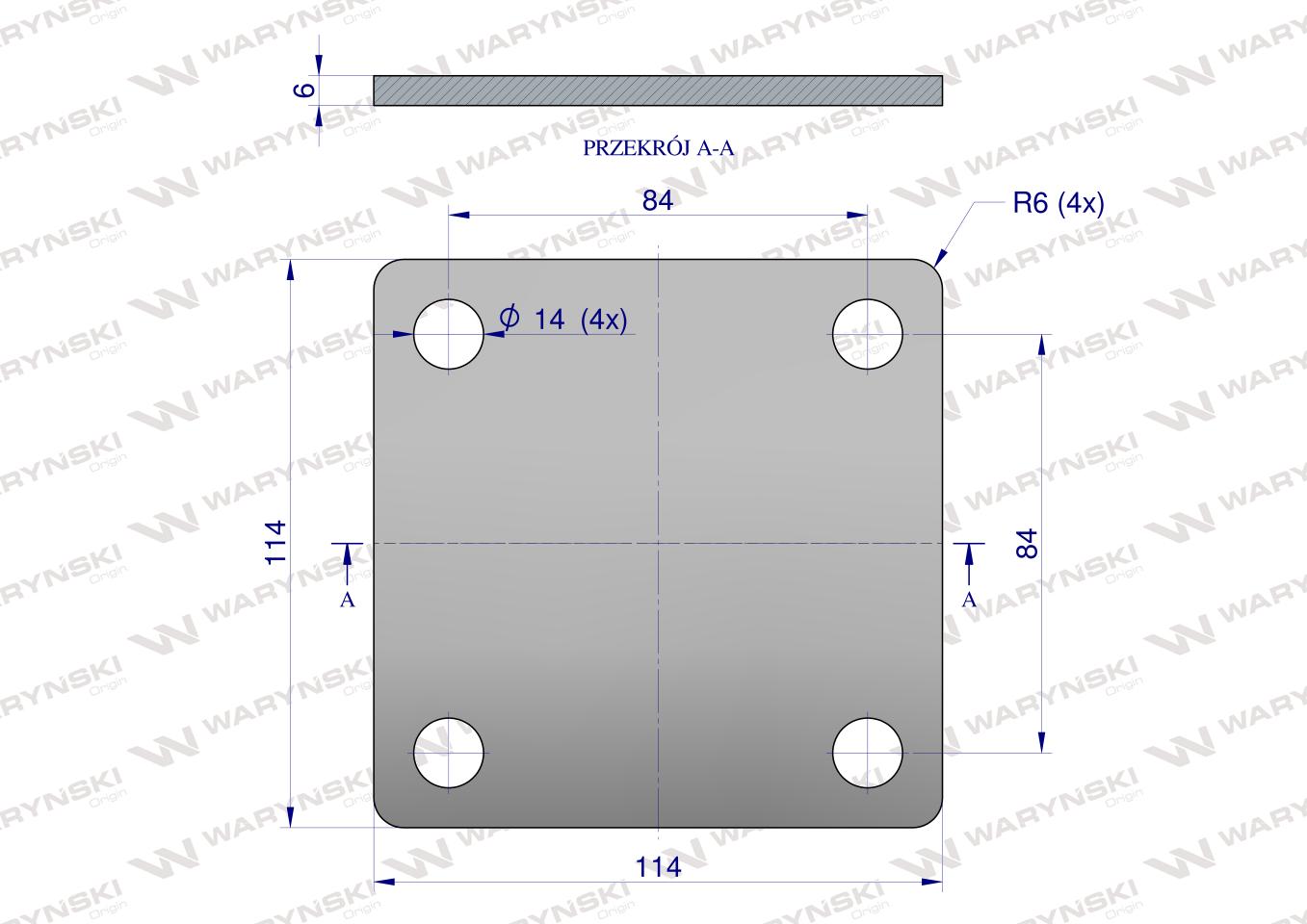 Płytka, czterotworowa Jarzma M12 70, Waryński