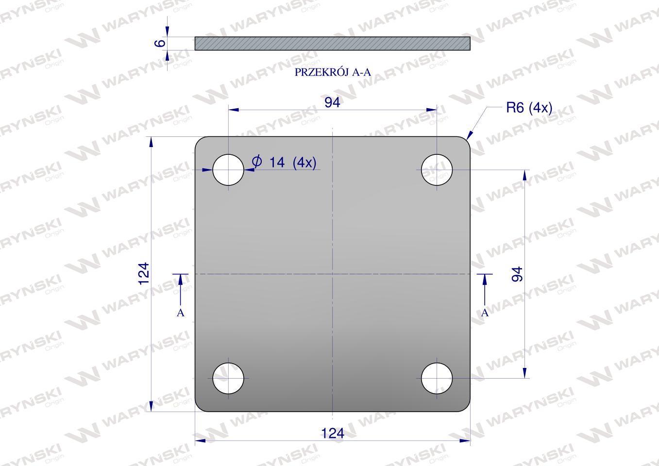 Płytka, czterotworowa Jarzma M12 80, Waryński
