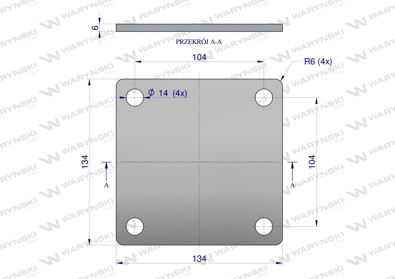 Płytka, czterotworowa Jarzma M12 90, Waryński