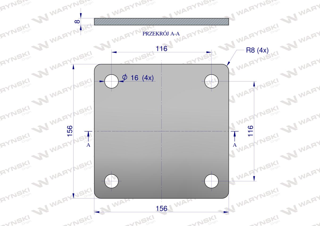 Płytka, czterotworowa Jarzma M14 100, Waryński