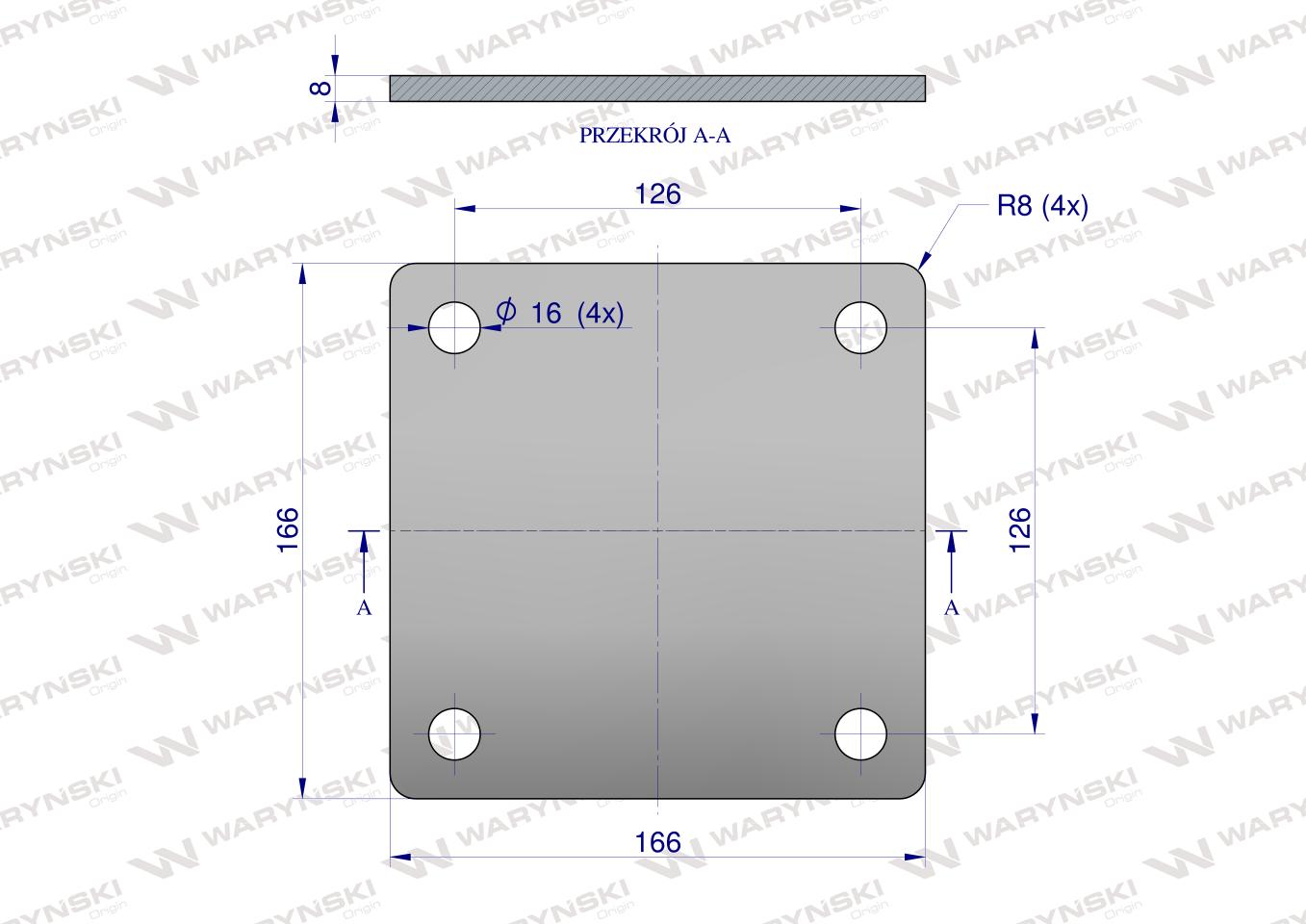 Płytka, czterotworowa Jarzma M14 110, Waryński