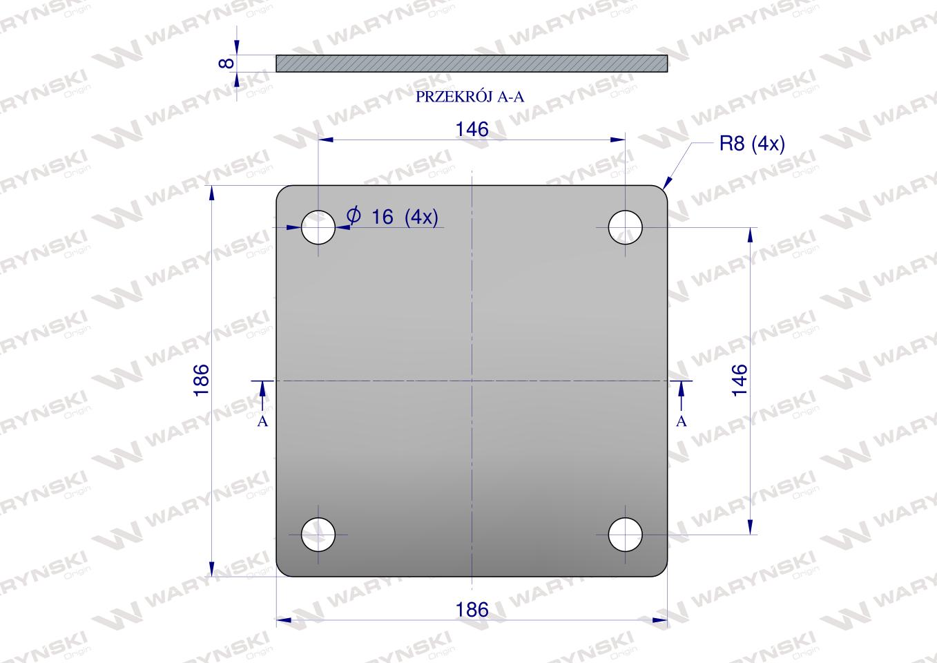 Płytka, czterotworowa Jarzma M14 130, Waryński