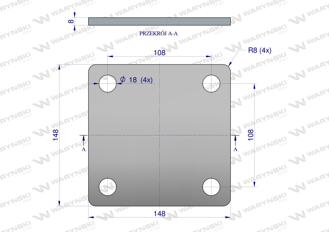 Płytka, czterotworowa Jarzma M16 90, Waryński