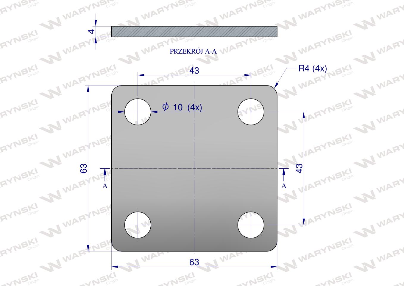 Płytka, czterotworowa Jarzma M8 35, Waryński