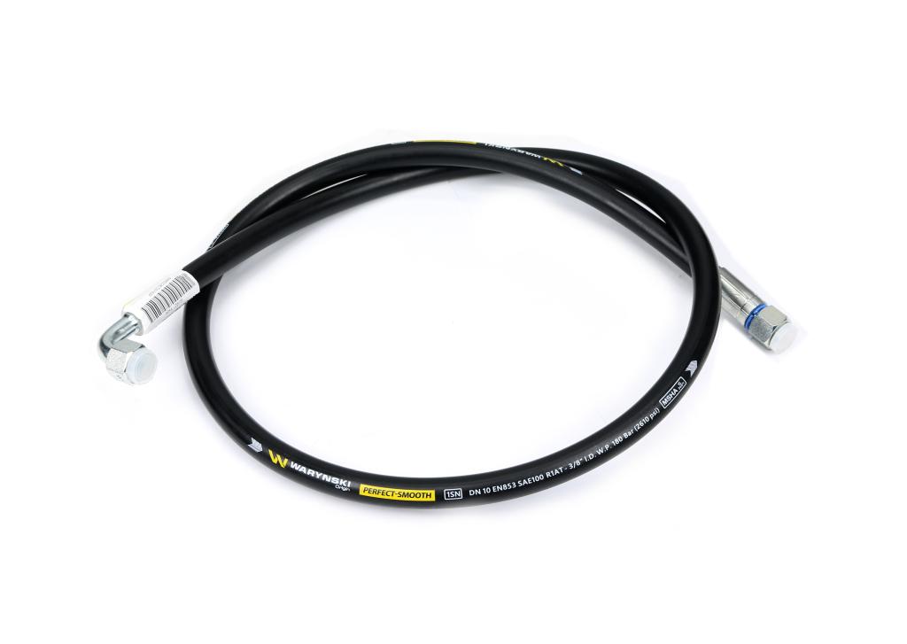 Przewód hydrauliczny gładki z uszczelnieniem - gwint M18x1.5 prosta/90 stopni (kolanko) L-1500mm DN10-1SN (AK-10-1500; P11P12) 18.0MPa Waryński