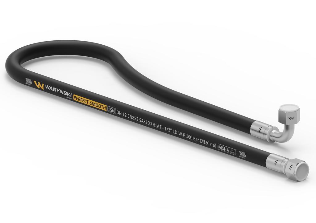 Przewód hydrauliczny gładki z uszczelnieniem - gwint M22x1.5 prosta/90 stopni (kolanko) L-500mm DN12-1SN (AK-13-500; P11P12) 16.0MPa Waryński