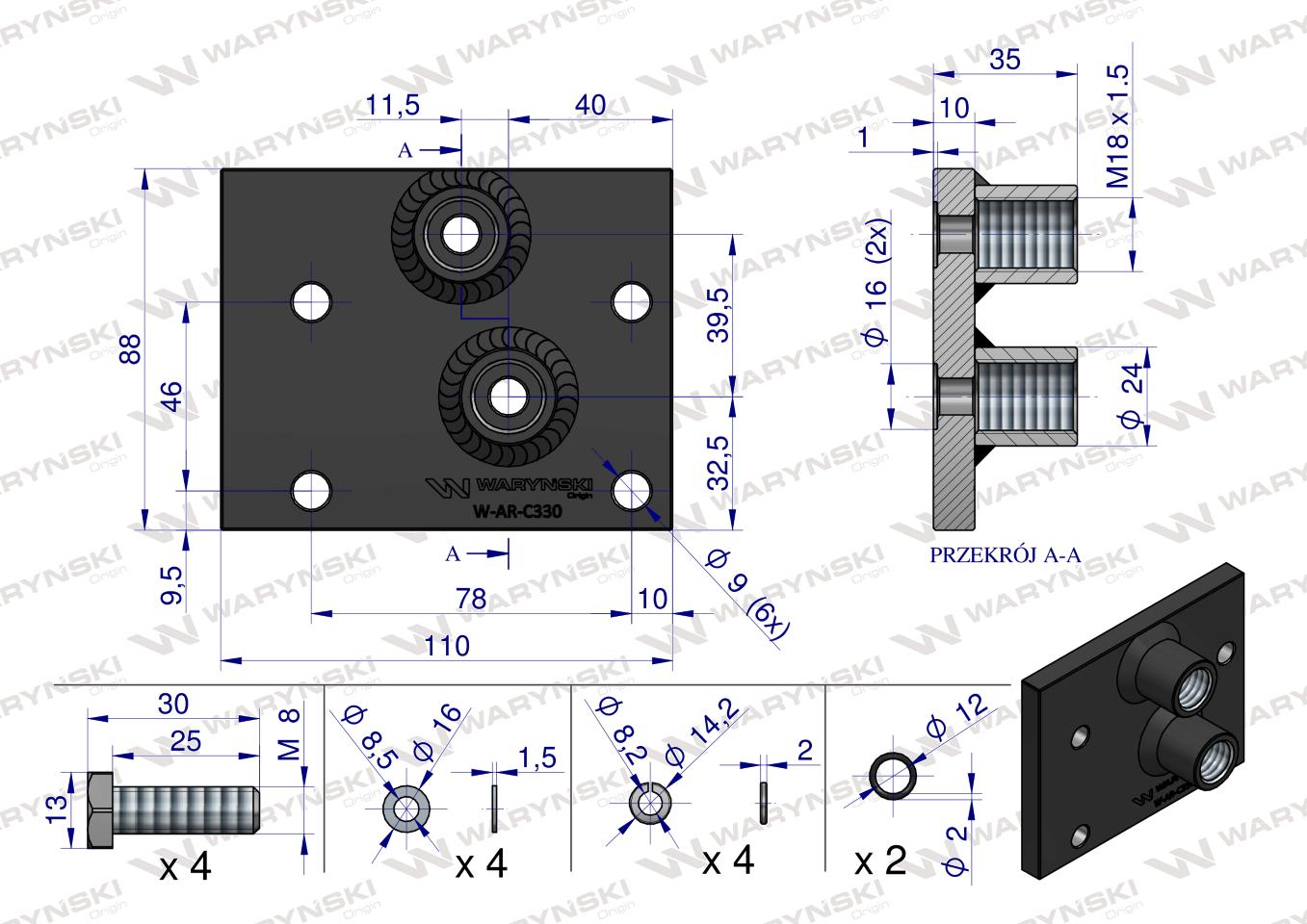 Adapter zewnętrznego rozdzielacza w ciągniku rolniczym Ursus C-330 Waryński