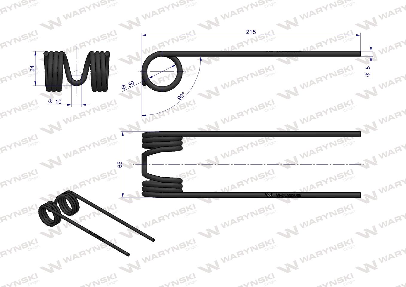 Palec podbieracza zastosowanie John Deere DC203086 Waryński