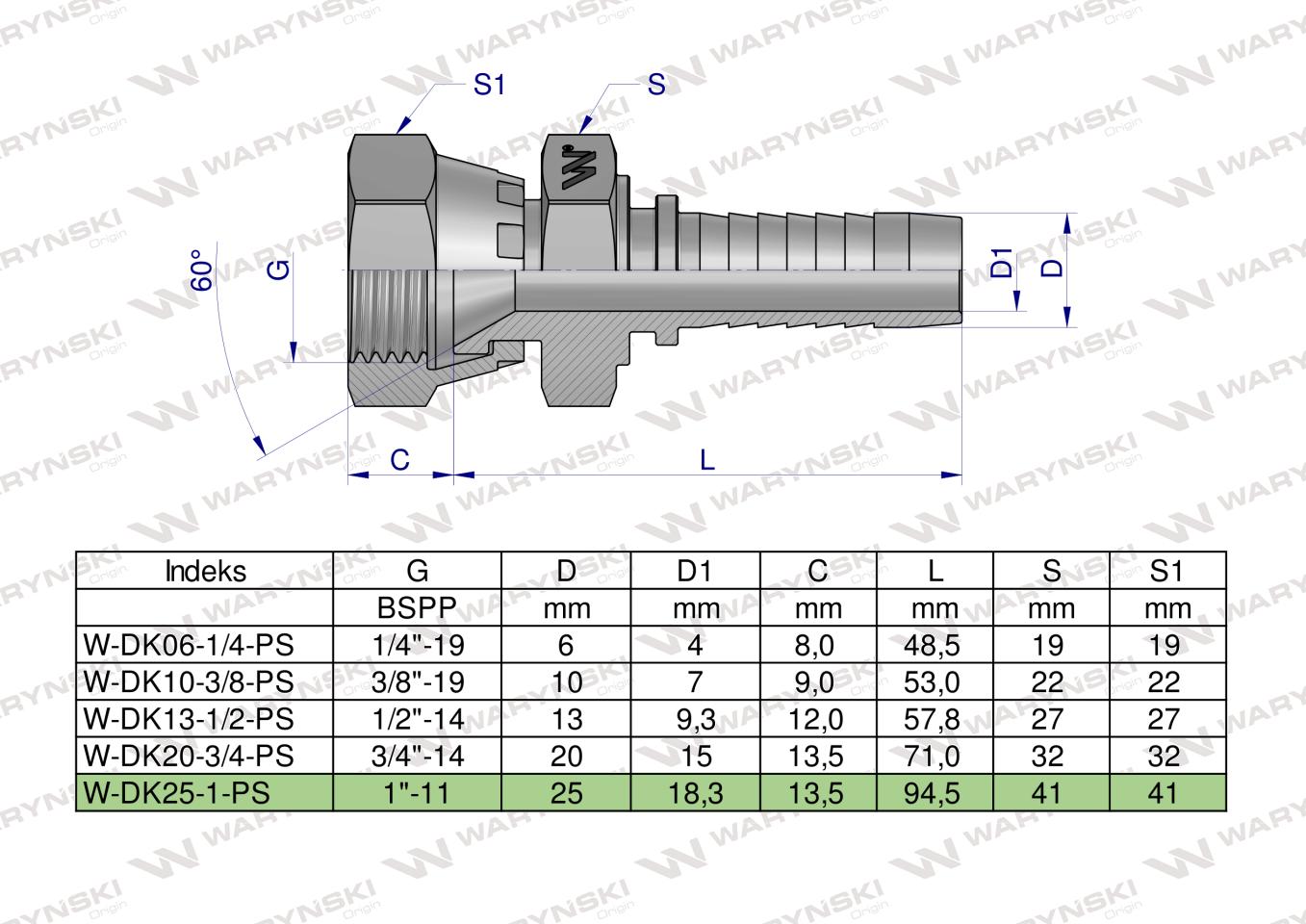 Zakucie hydrauliczne DK DN25 1" (pasuje do TOYOTA) PREMIUM Waryński