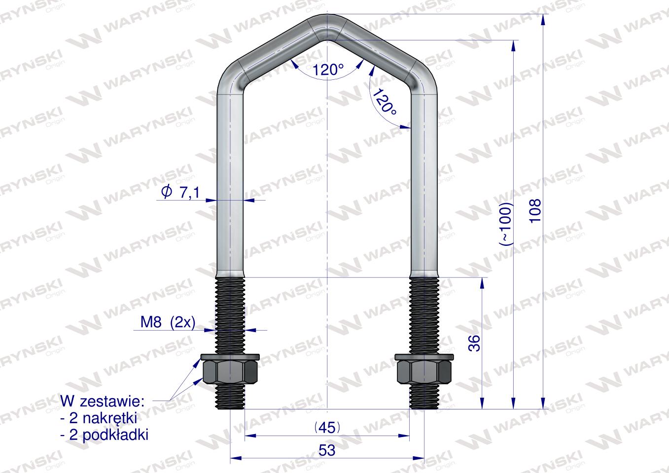 Jarzmo, Cybant Romb, M8 45x100, 3043100070, 30520004, Waryński