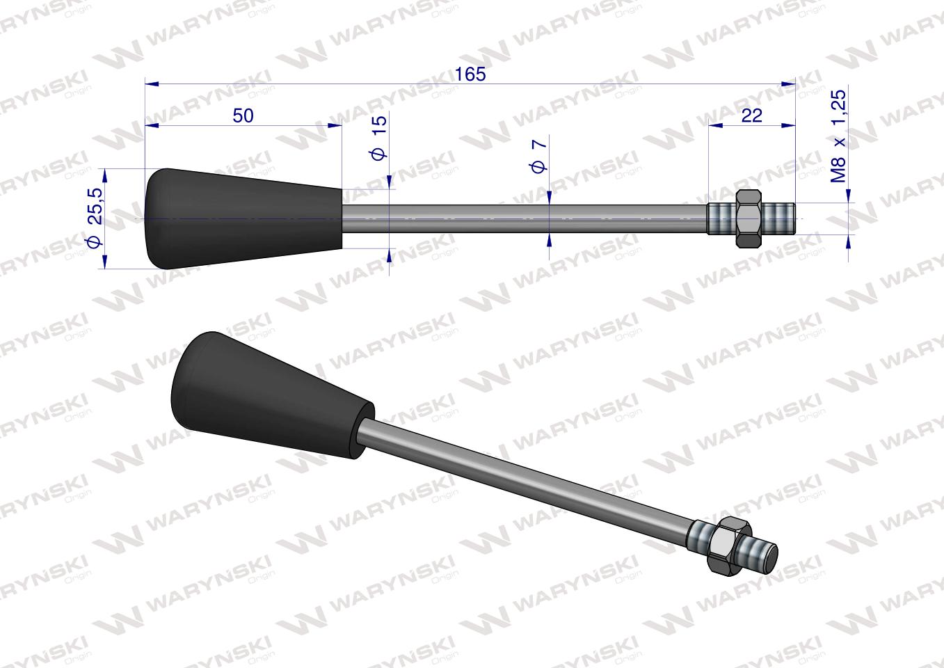 Dźwignia do rozdzielaczy hydraulicznych 40L Waryński