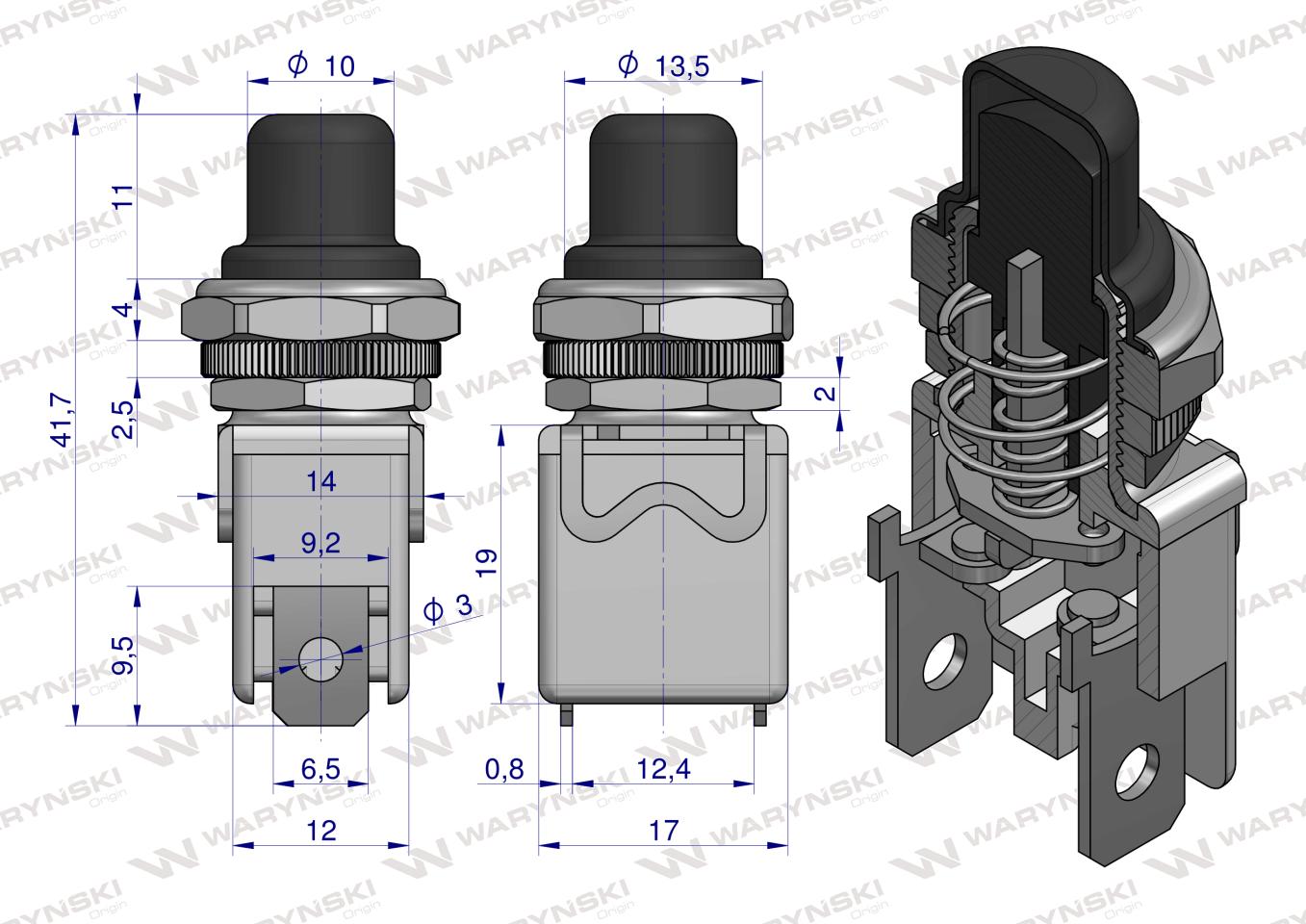 Przełącznik do Joysticka na widełki i kulki (przycisk. IC-3221. PRZYCISKJOYWK) Waryński
