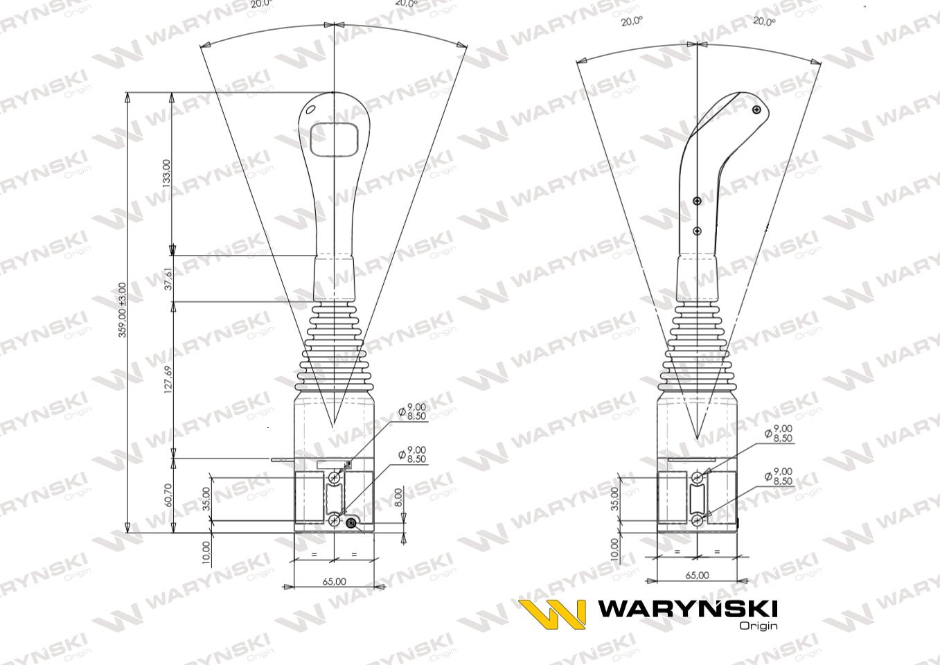 Joystick pod linki zakończone kulką bez przełącznika (bez przycisku. na kulkę. IP-6020. JOYSTIK6019) Waryński