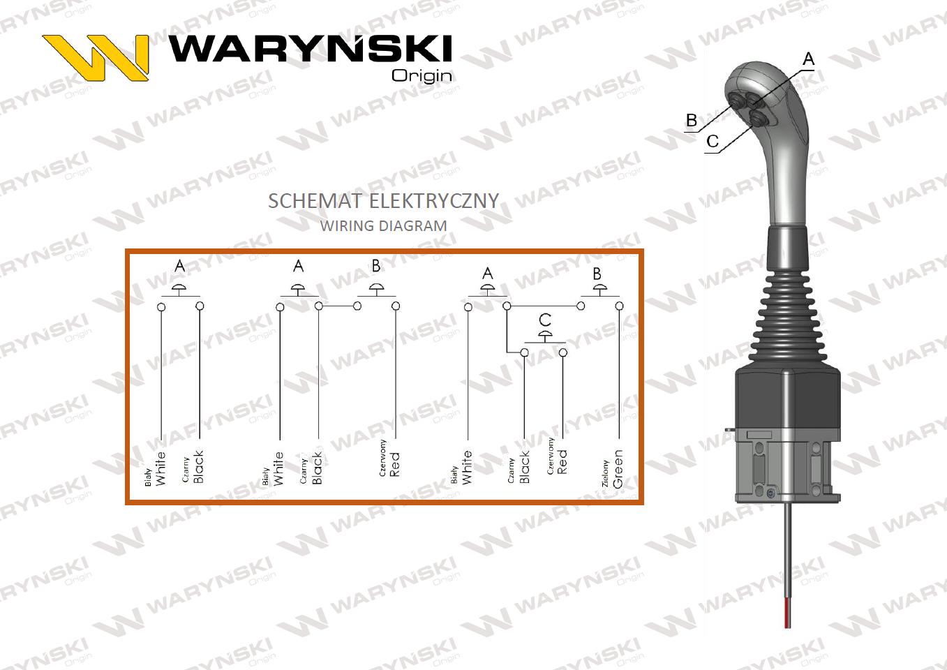 Joystick pod linki zakończone kulką z 2 przełącznikami (z 2 przyciskami na kulkę. IP-6022) Waryński