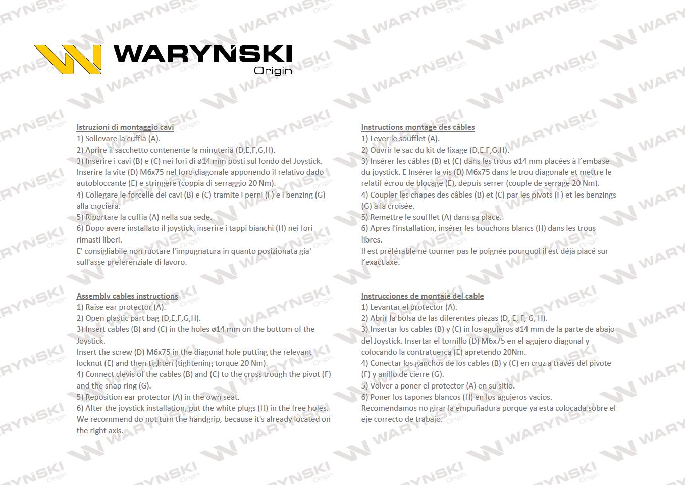 Joystick pod linki zakończone widełkami bez przełącznika (bez przycisku. na widełki IP-6046) Waryński