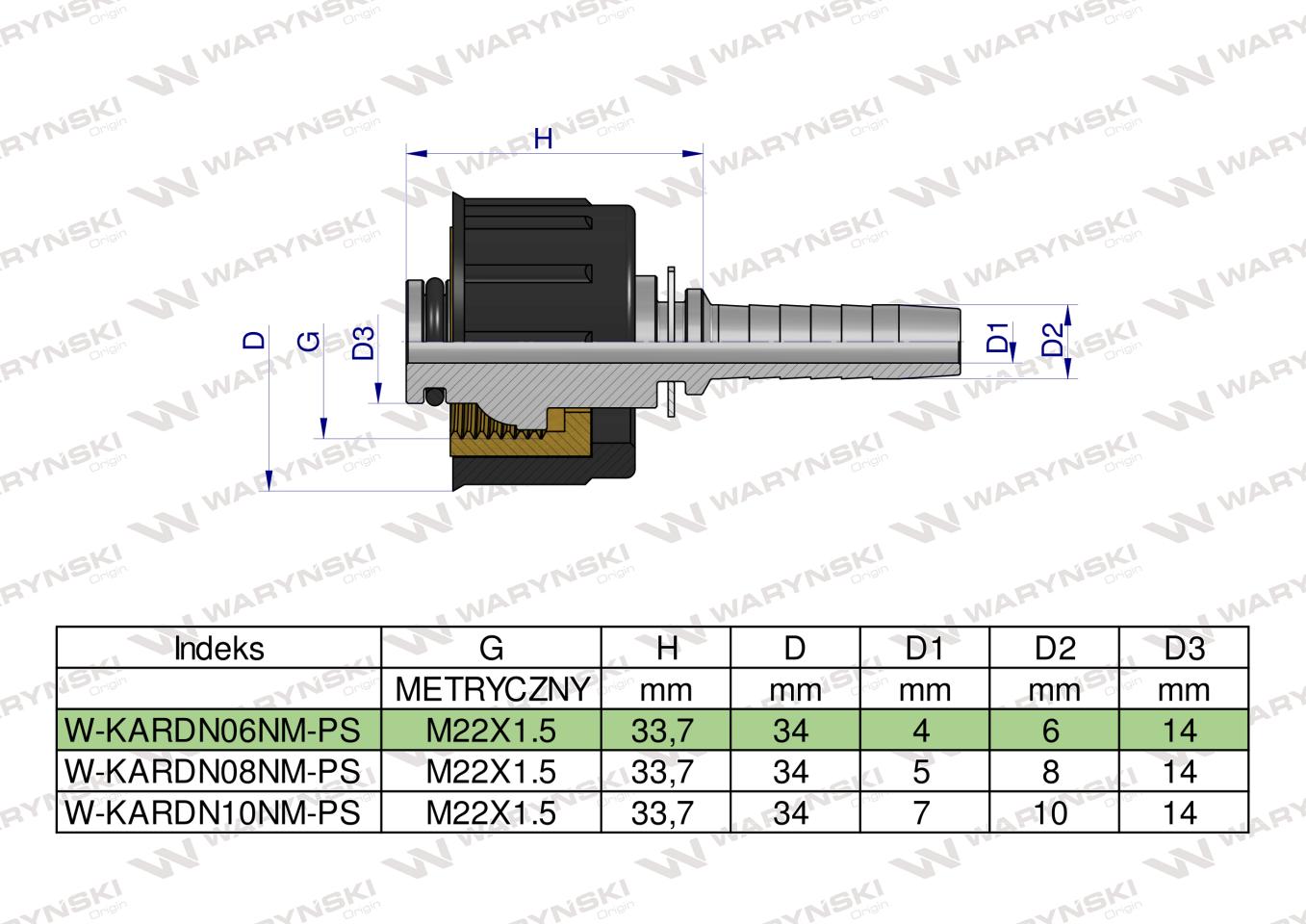 Zakucie nakretka do myjek (pasuje do Karcher) na waz DN06 GW M22x1.5 (RM-KARDN06NM) PREMIUM Waryński ( sprzedawane po 10 )