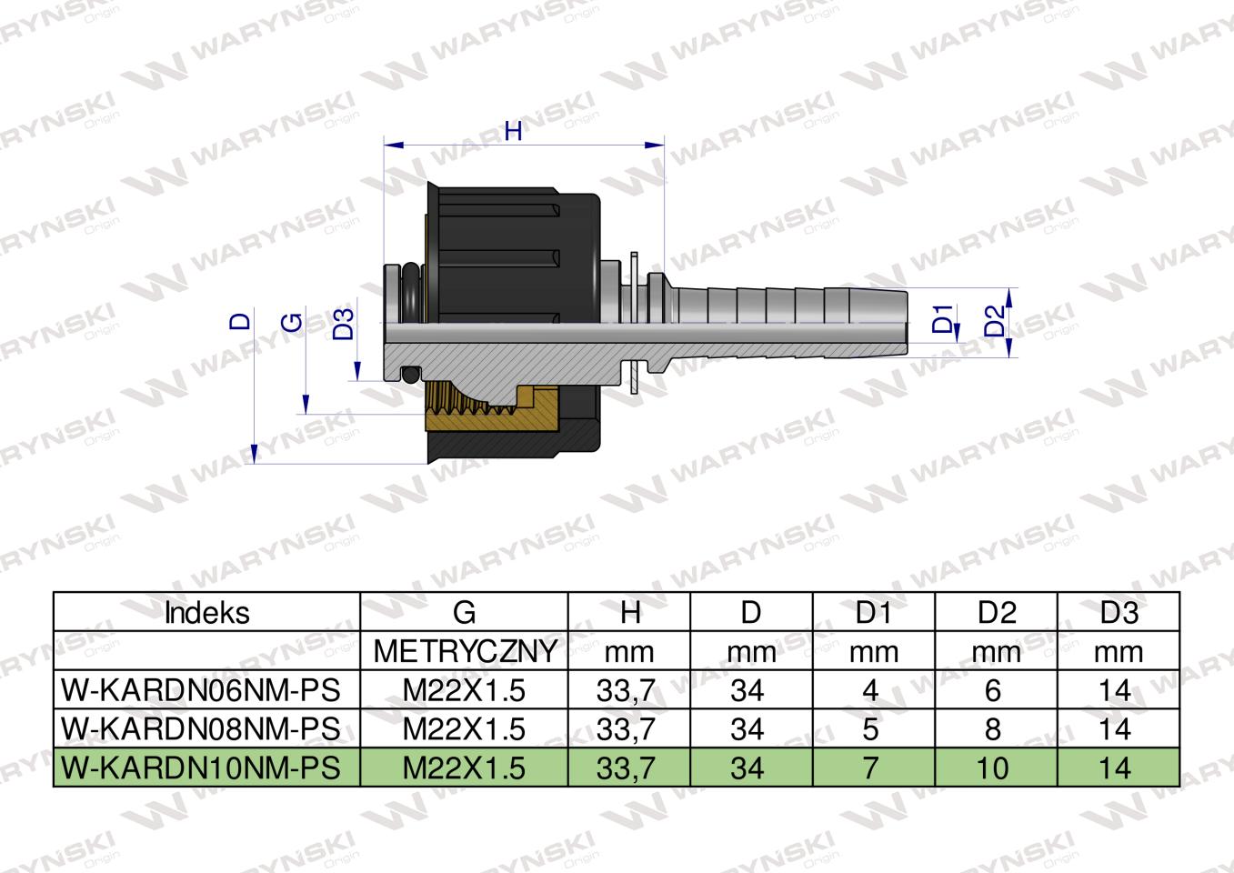 Zakucie nakretka do myjek (pasuje do Karcher) na waz DN10 GW M22x1.5 (RM-KARDN10NM) PREMIUM Waryński ( sprzedawane po 5 )