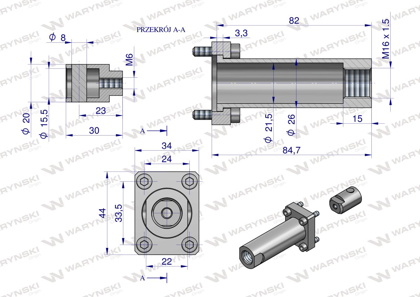 Zestaw (kit) do rozdzielacza hydraulicznego 40l/min - mocowanie linki Waryński