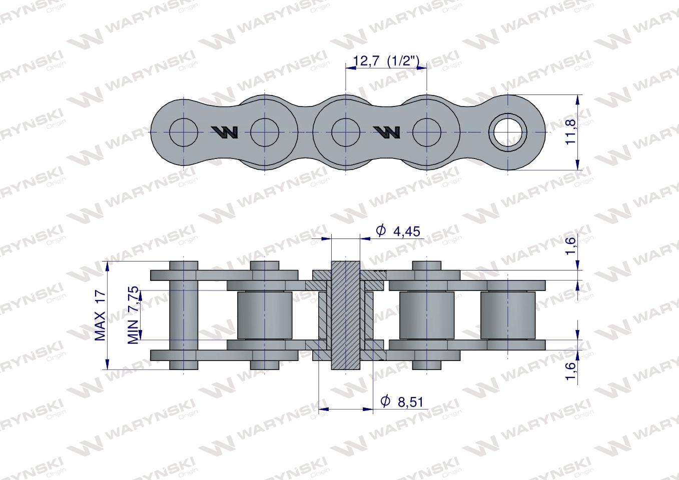 Łańcuch rolkowy 08B-1-252Ps stołu przebierczego zastosowanie Anna Waryński