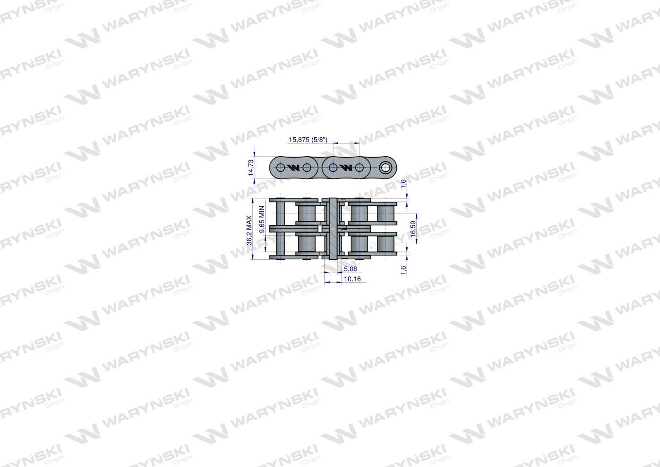 Łańcuch rolkowy 10B-2 (R2 5/8) 5 m Waryński