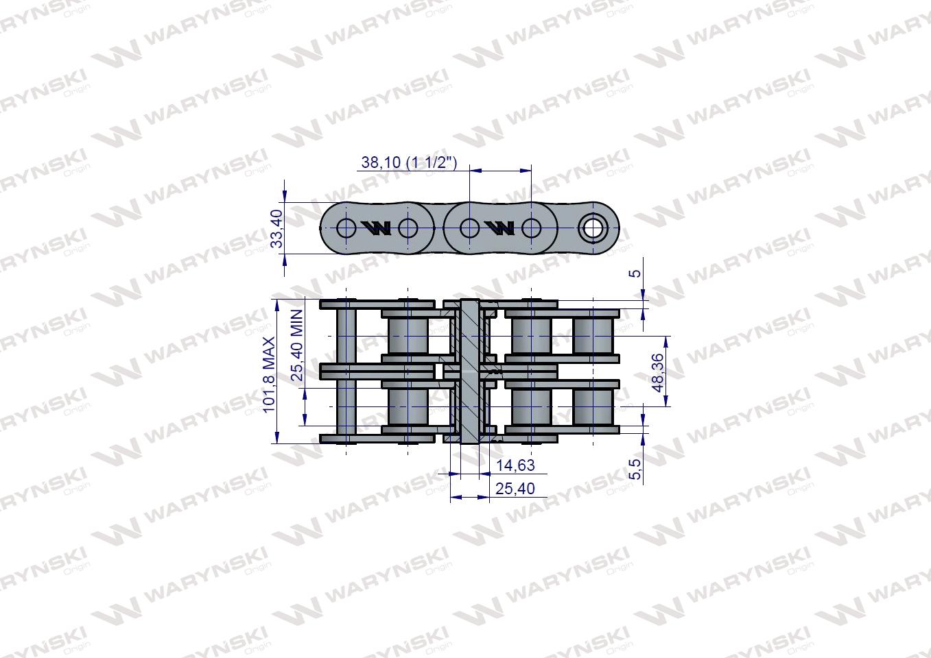 Łańcuch rolkowy 24B-2-35Ps obrotu zastosowanie Cyklop 503496014 Waryński