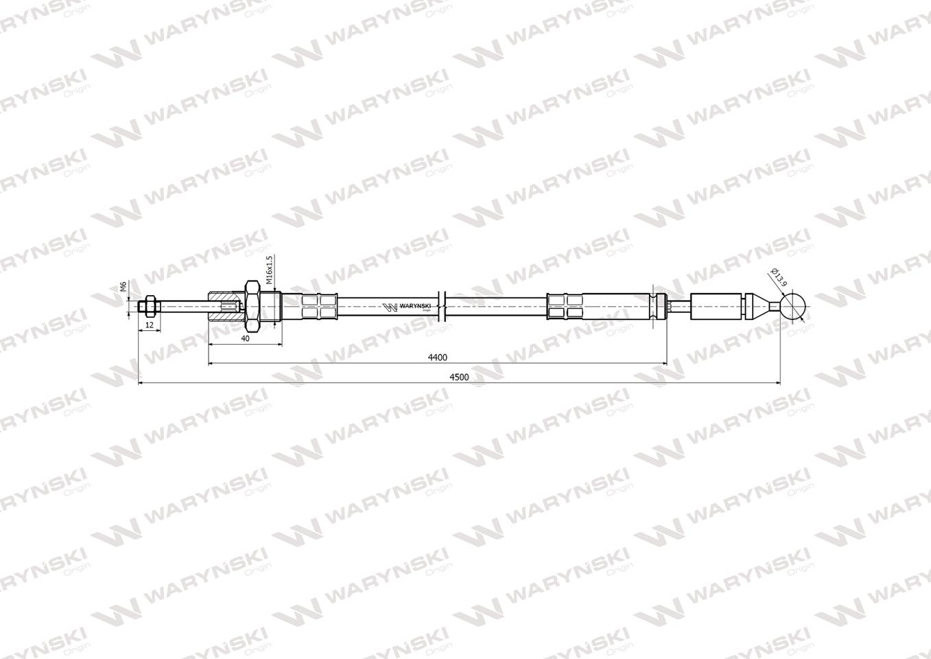 Linka do sterowania rozdzielaczem na kulkę (stalowa) L-4500mm Waryński