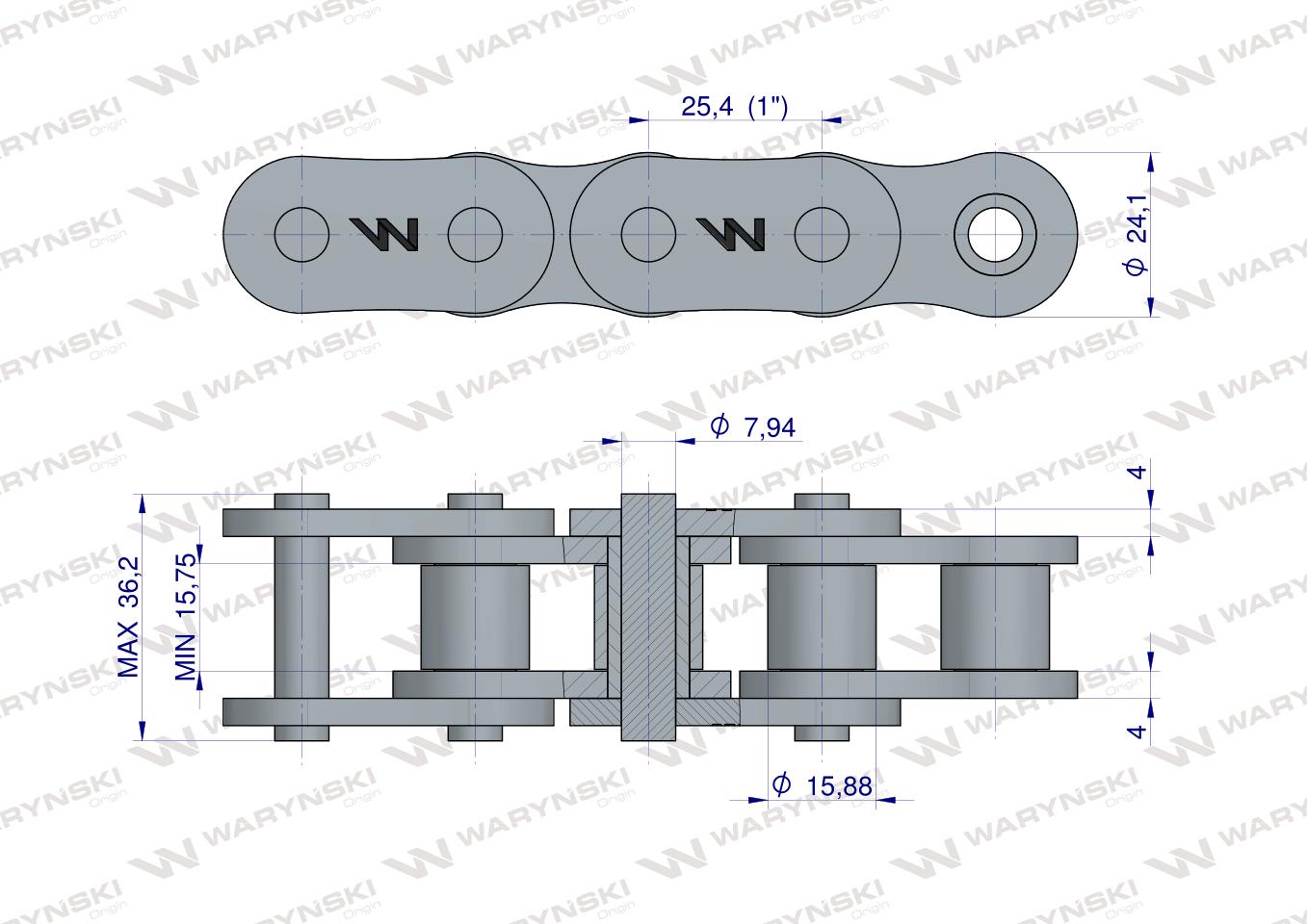 Łańcuch rolkowy wzmocniony 80SP (R1 1) 5m Waryński