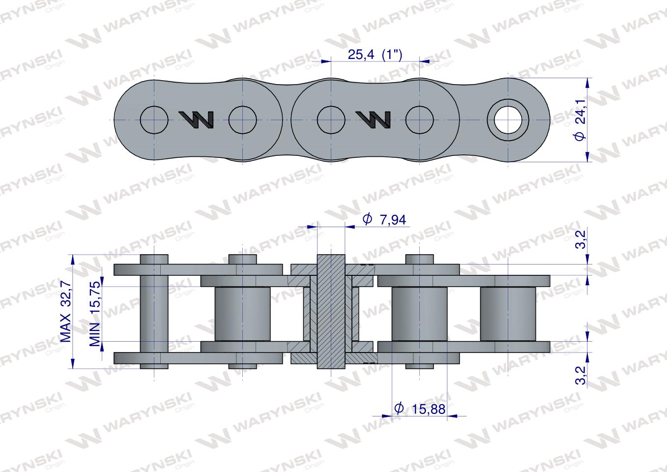 Łańcuch rolkowy 80SP (R1 1) 5m Waryński