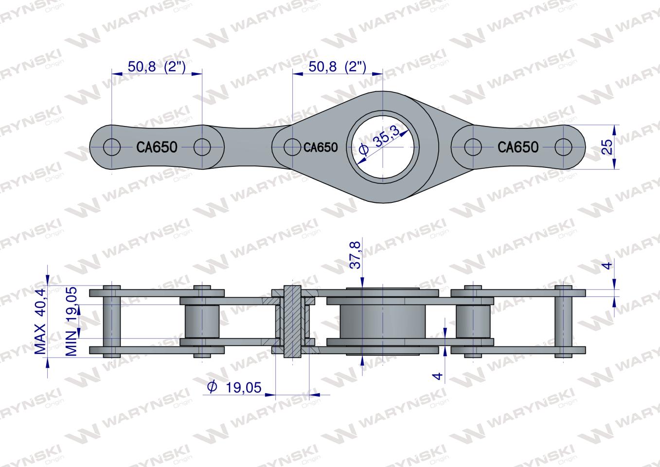 Łańcuch CA650-1 128 ogniw 32 belek zastosowanie Prasa Zwijka Sipma5269077502 5269077500 Waryński