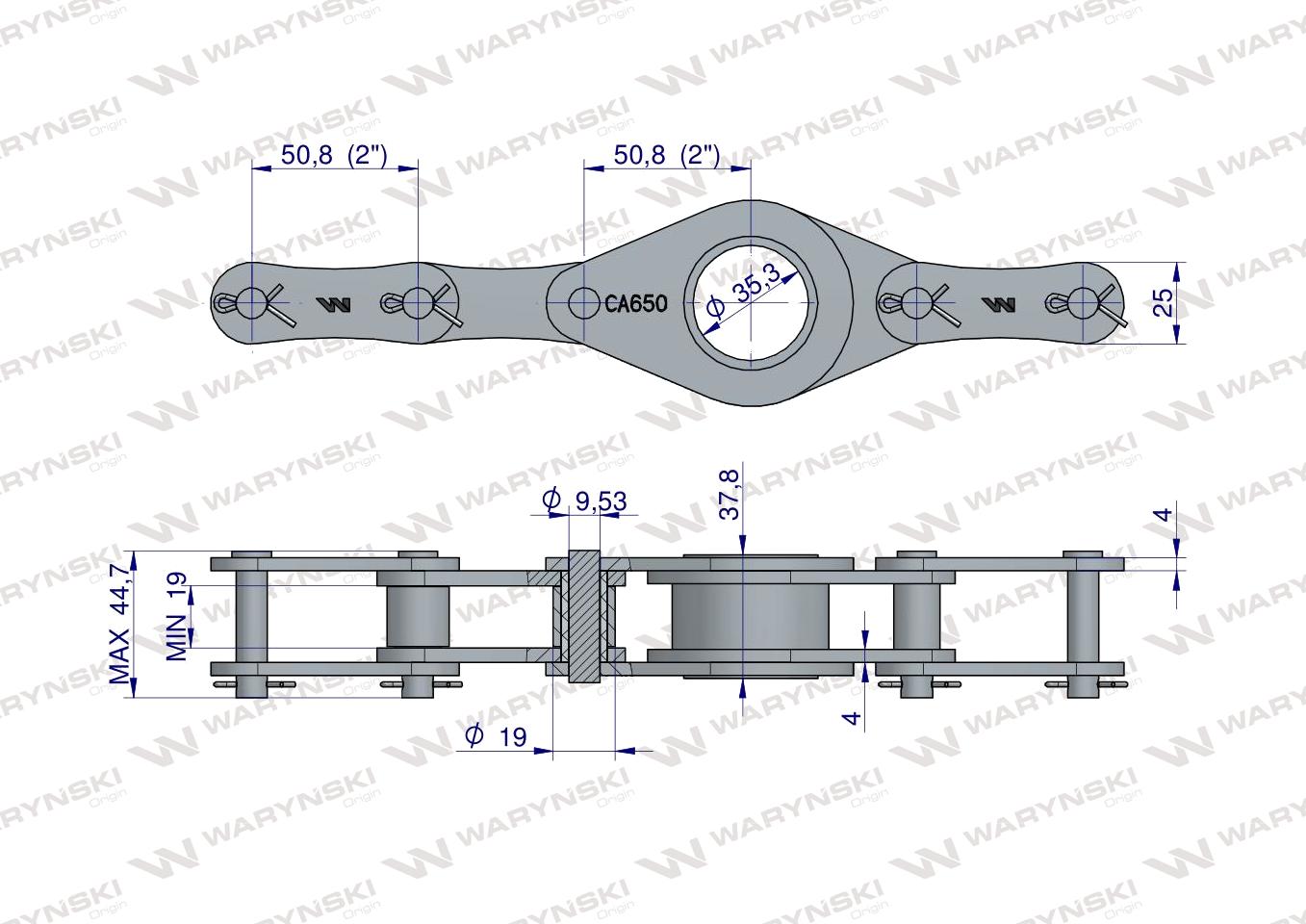 Łańcuch CA650-1 132 ogniw 33 belki zastosowanie Prasa Zwijka WARFAMA Z-543 Waryński