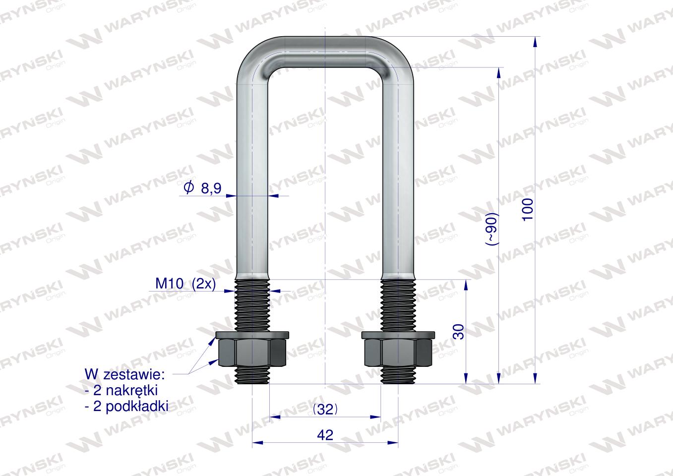Jarzmo, Cybant, długie M10 32x90, Waryński