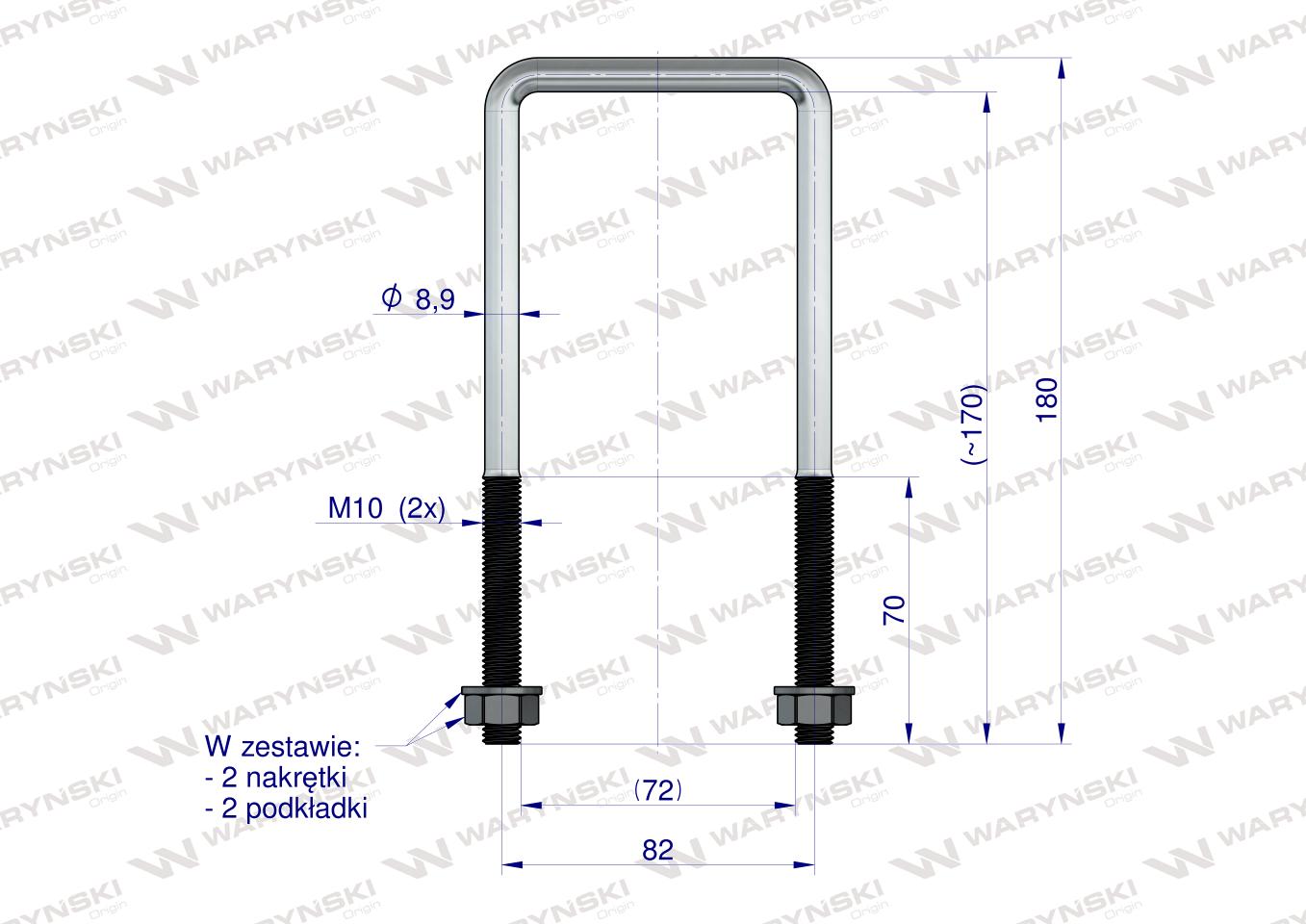 Jarzmo, Cybant, długie M10 72x170, Waryński