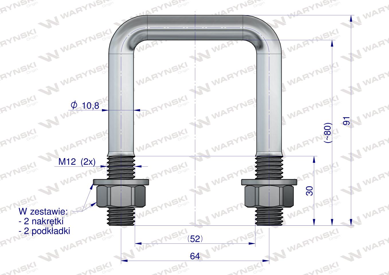 Jarzmo, Cybant, M12 52x80, Waryński