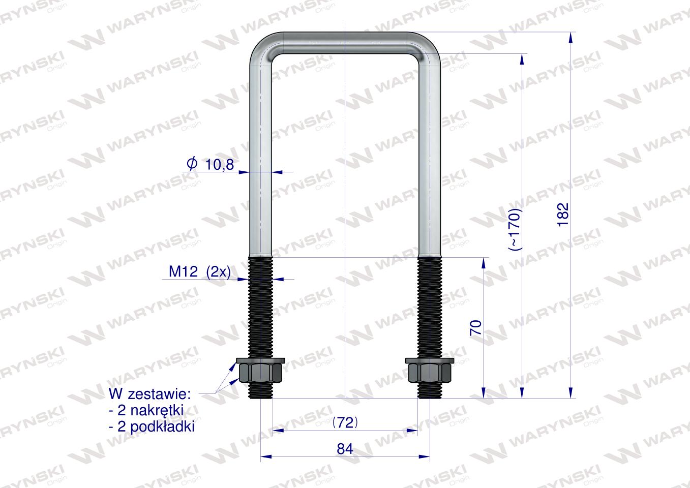 Jarzmo, Cybant, długie M12 72x170, Waryński