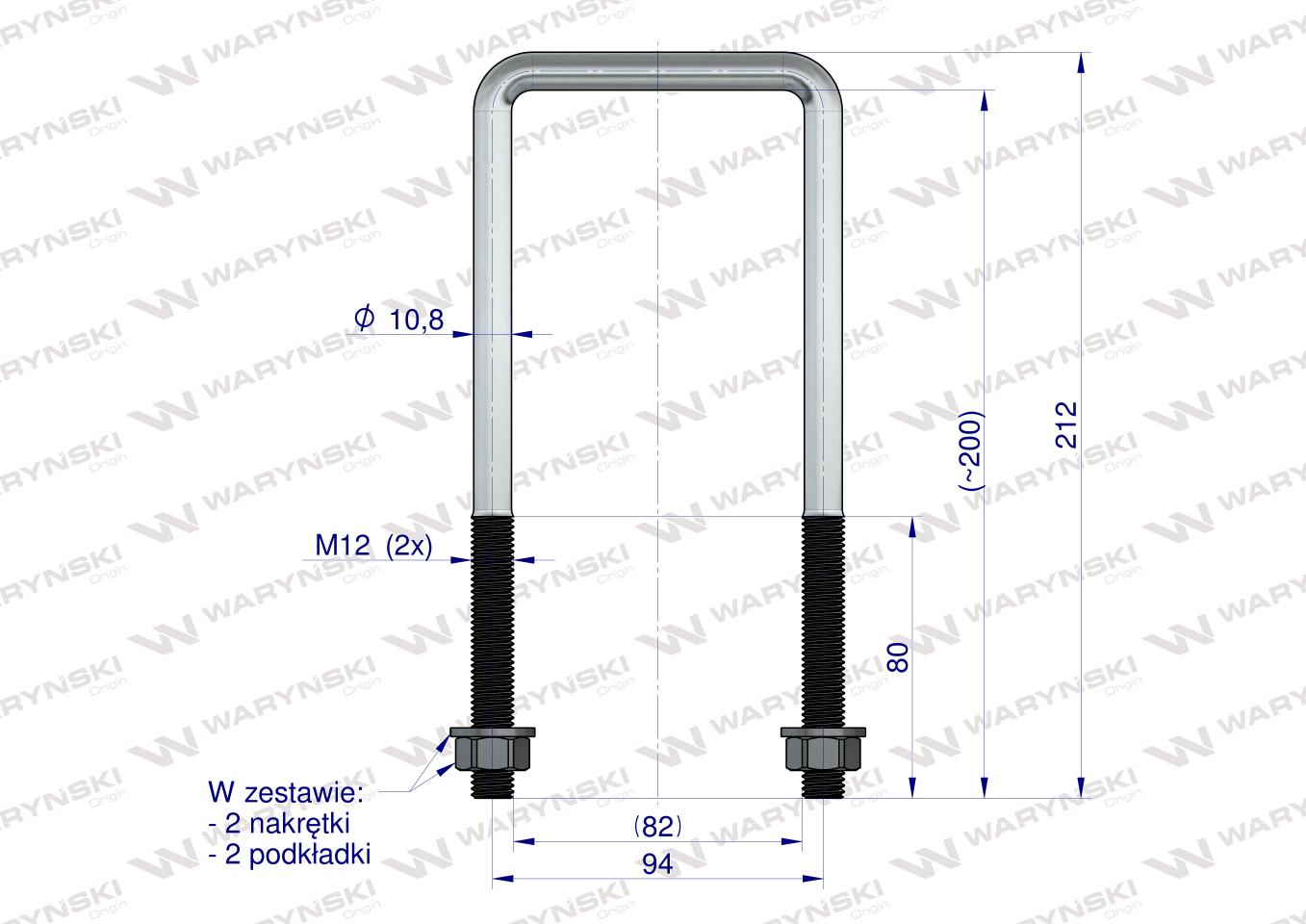 Jarzmo, Cybant, długie M12 82x200, Waryński
