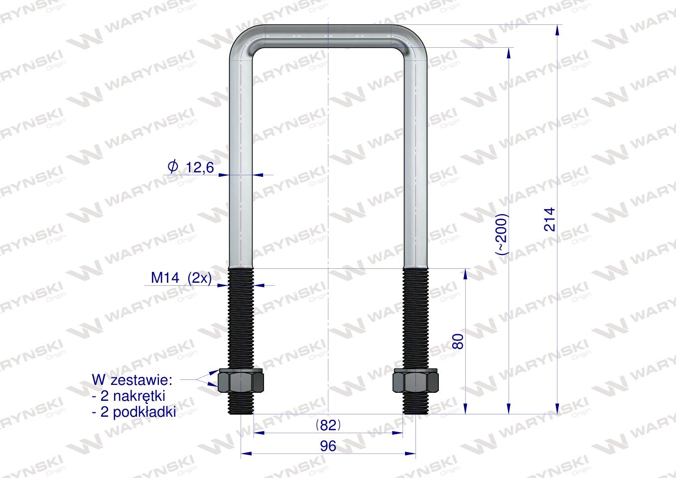 Jarzmo, Cybant, długie M14 82x200, Waryński