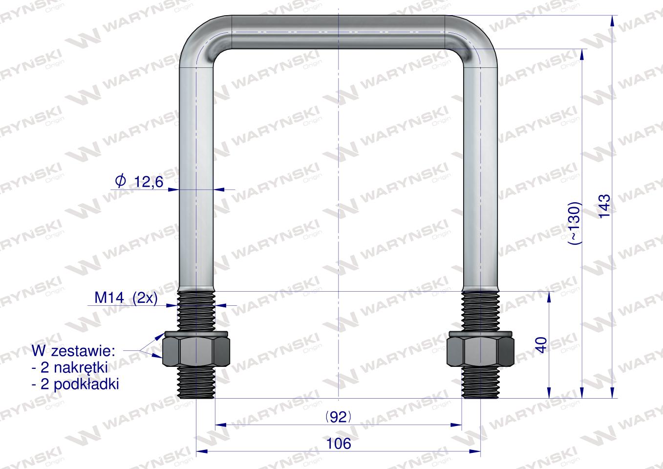 Jarzmo, Cybant, M14 92x130, Waryński