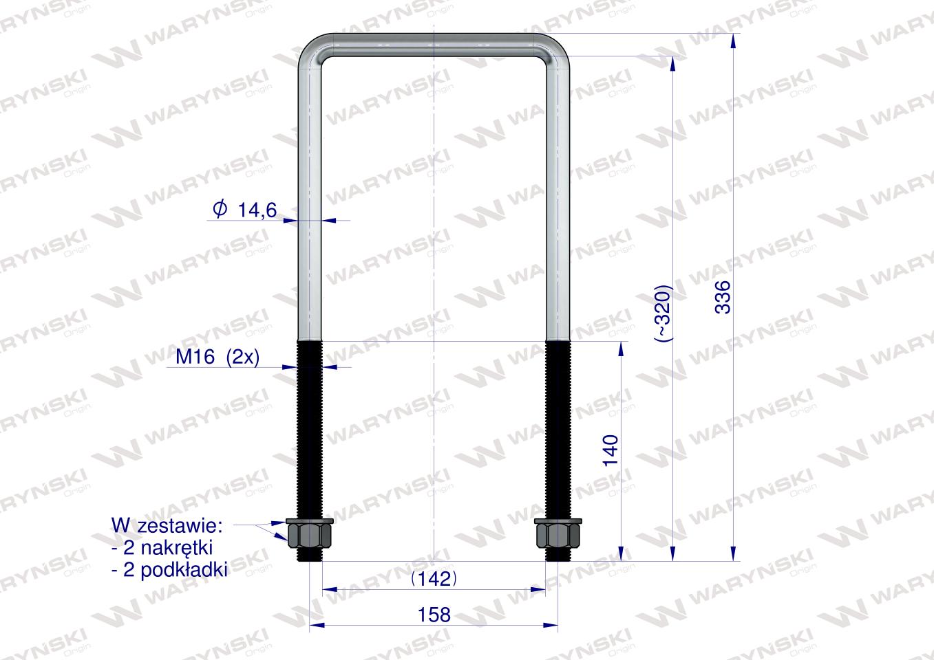 Jarzmo, Cybant, długie M16 142x320, Waryński