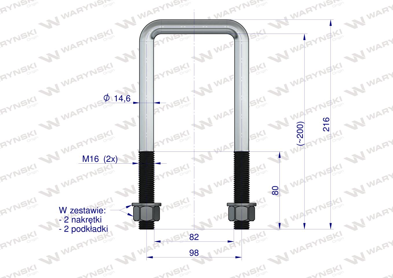 Jarzmo, Cybant, długie M16 82x200, Waryński