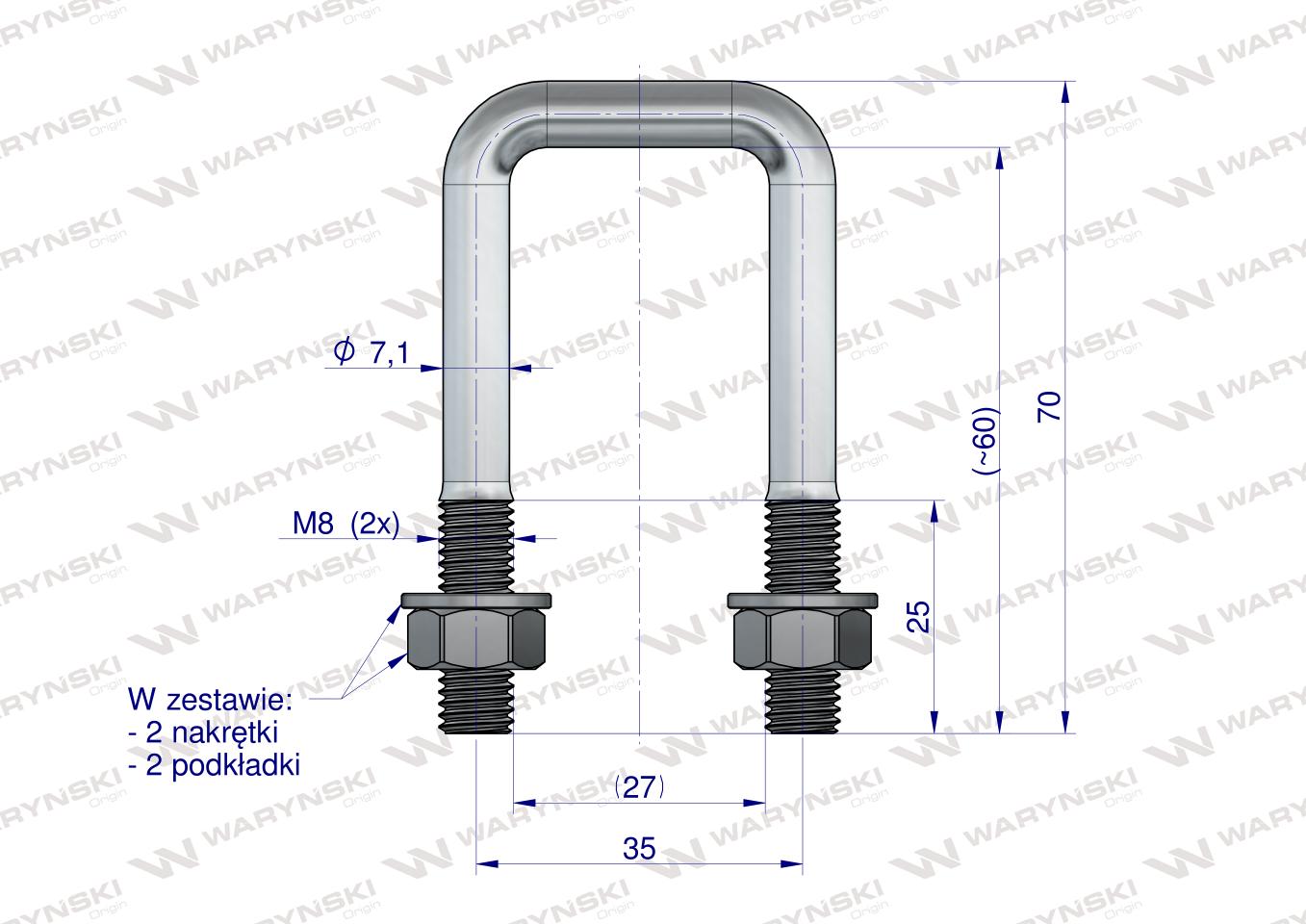 Jarzmo, Cybant, M8 27x60, 1655004550/U, Waryński