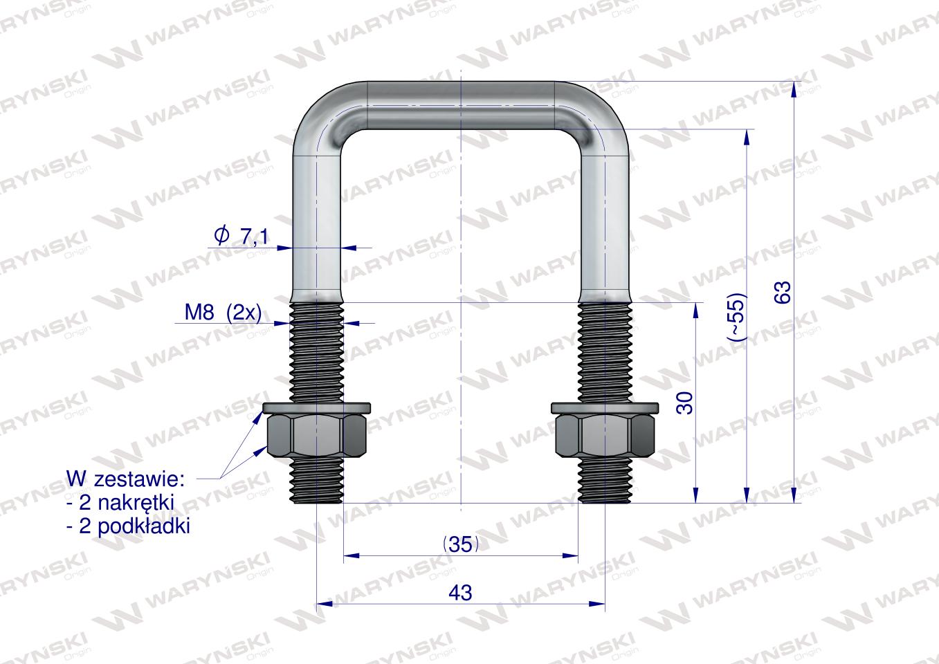 Jarzmo, Cybant, M8 35x55, Waryński