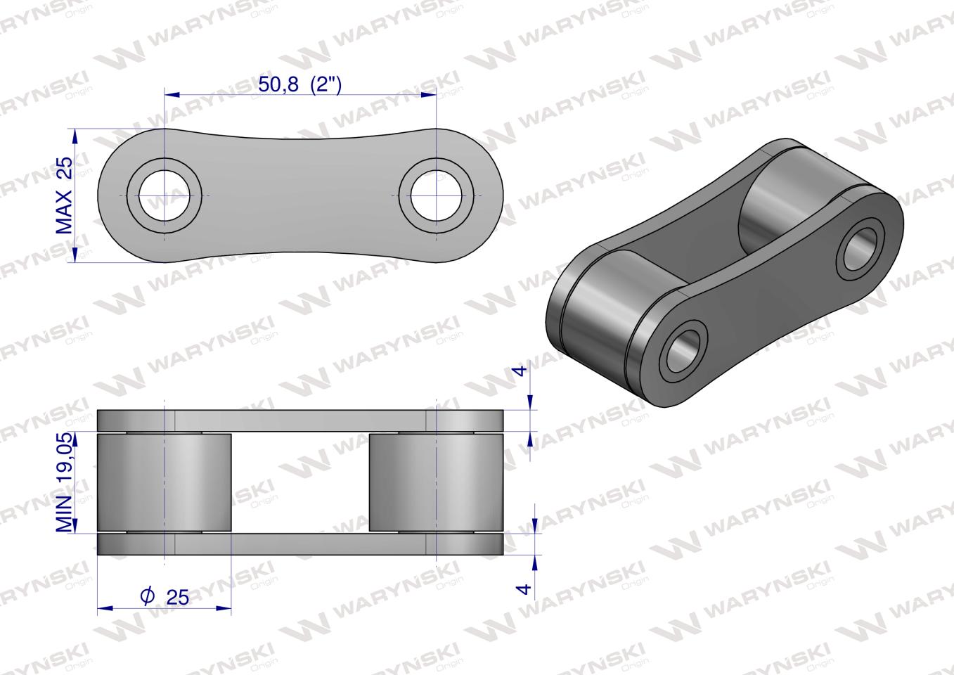Ogniwo wewnętrzne łańcucha CA650F Waryński ( sprzedawane po 5 )