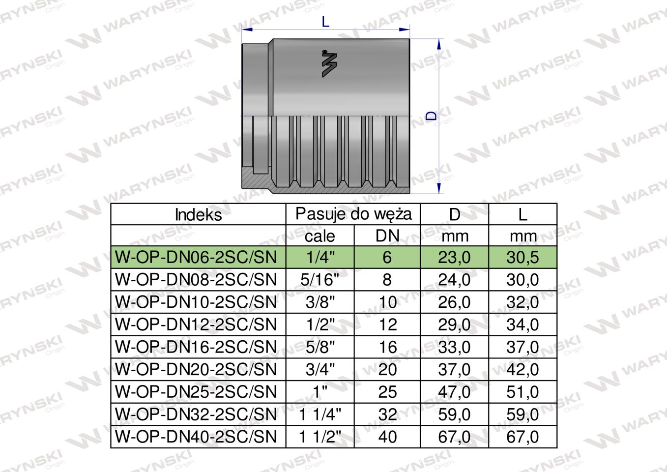 Tuleja (oprawka) DN 06 2SN 2SC PREMIUM Waryński ( sprzedawane po 50 )