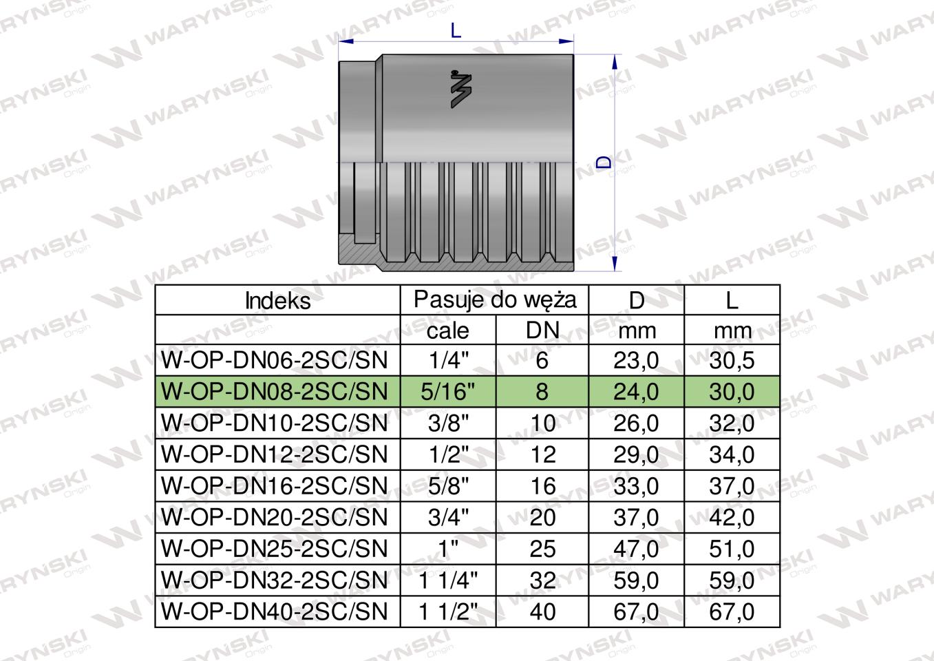Tuleja (oprawka) DN 08 2SN 2SC PREMIUM Waryński ( sprzedawane po 50 )