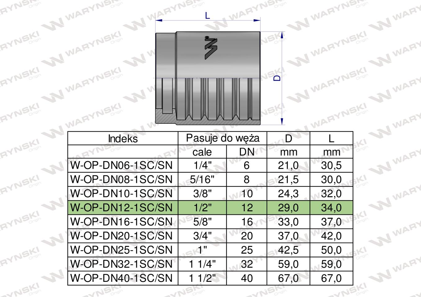 Tuleja (oprawka) DN 13 1SN 1SC PREMIUM Waryński ( sprzedawane po 50 )